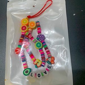 New Multicolor Fruit and Love Beaded Phone Strap Lanyard